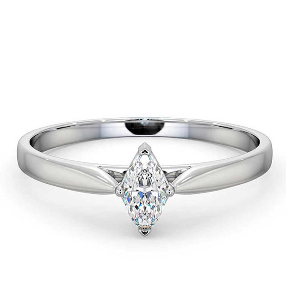 Engagement Ring Certified Marquise Diamond 0.25CT H/SI 18K White Gold