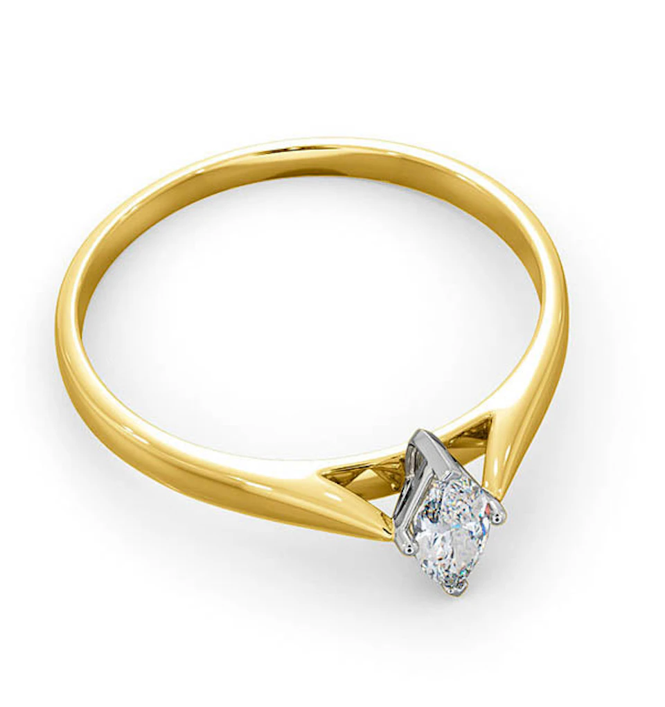 Certified Marquise 18K Gold Diamond Engagement Ring 0.25CT-G-H/SI