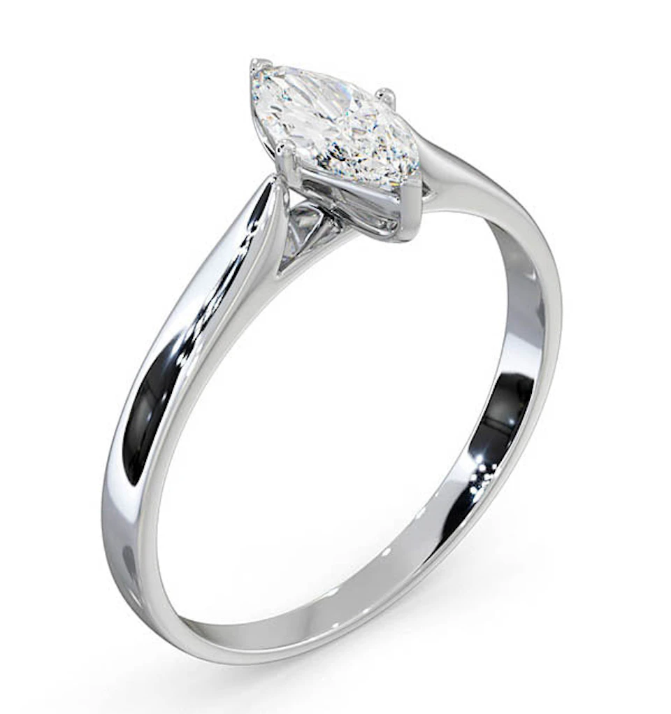 Engagement Ring Certified Marquise Diamond 0.50CT G/VS 18K White Gold
