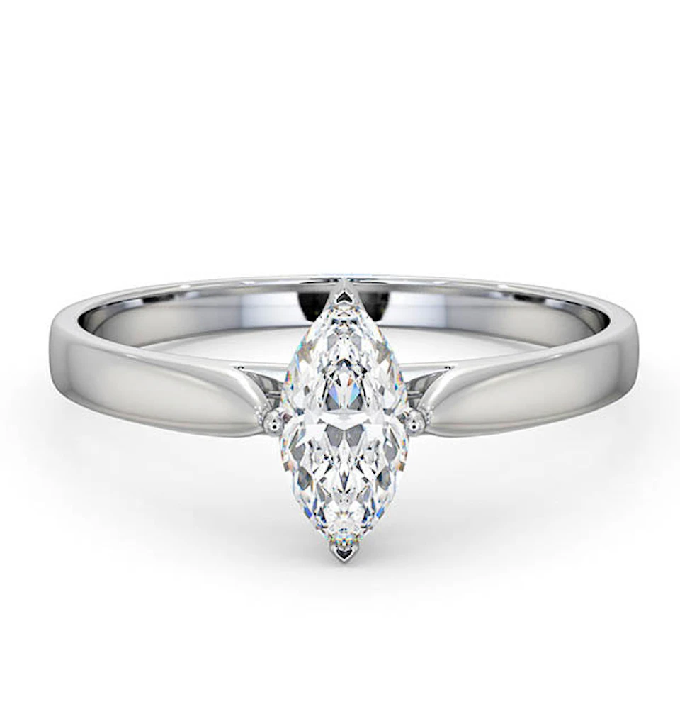 Engagement Ring Certified Marquise Diamond 0.50CT G/VS 18K White Gold