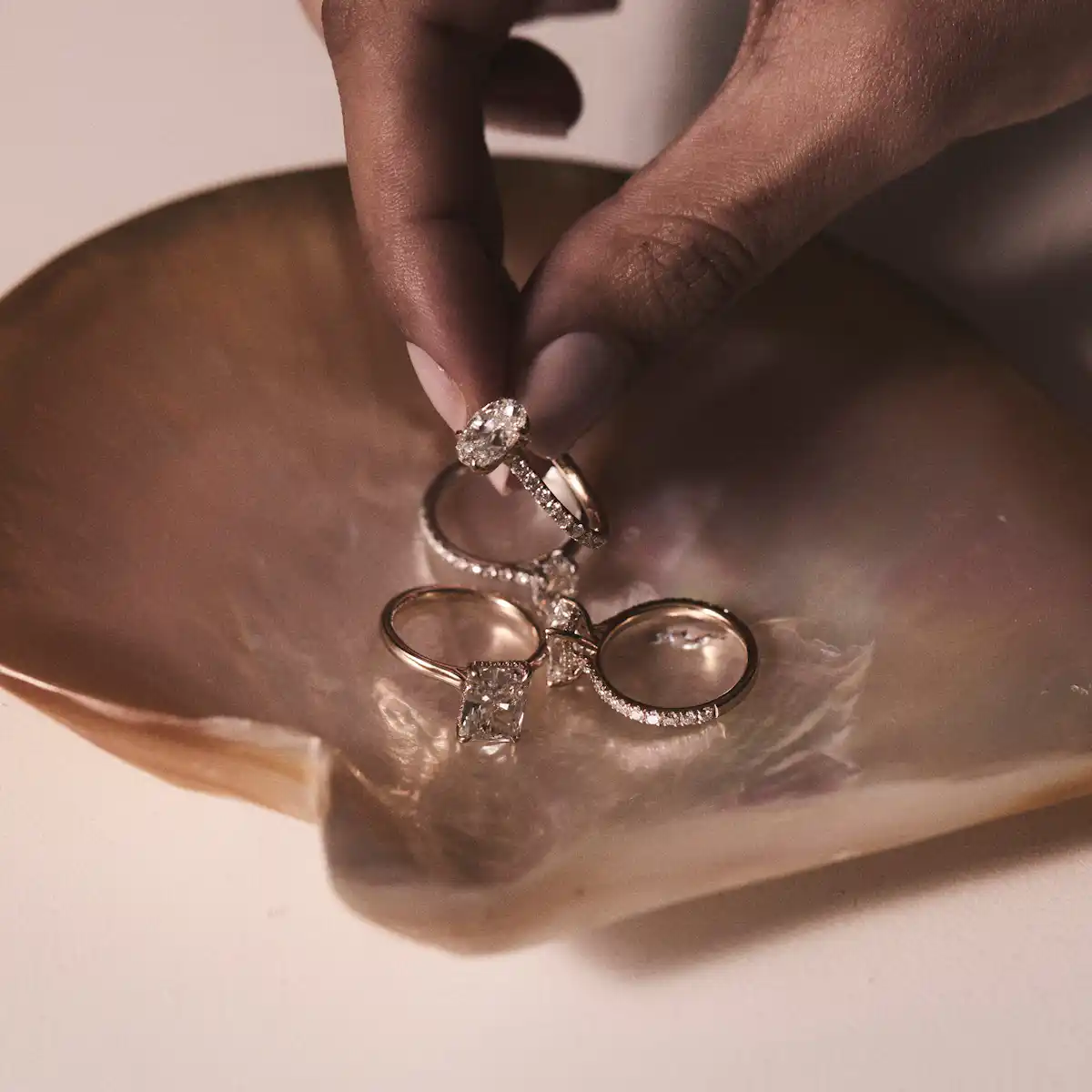 Amora Radiant 1.00ct Hidden Halo Diamond Engagement Ring With Side Stones Set in 18K Gold