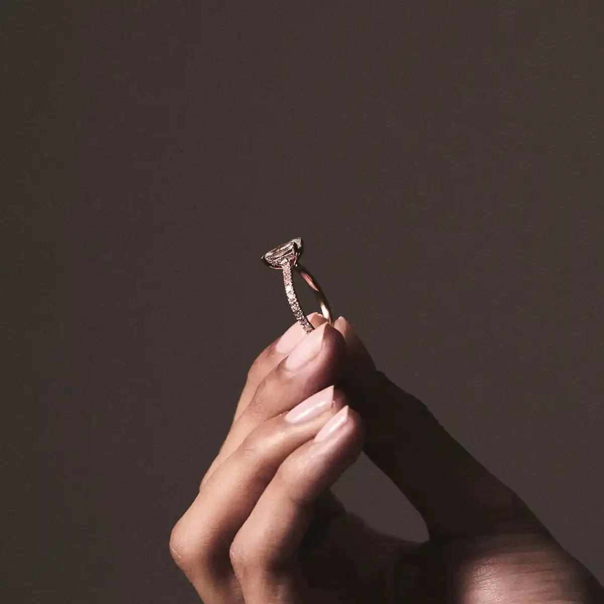 Amora Radiant 1.00ct Hidden Halo Diamond Engagement Ring With Side Stones Set in 18K Gold