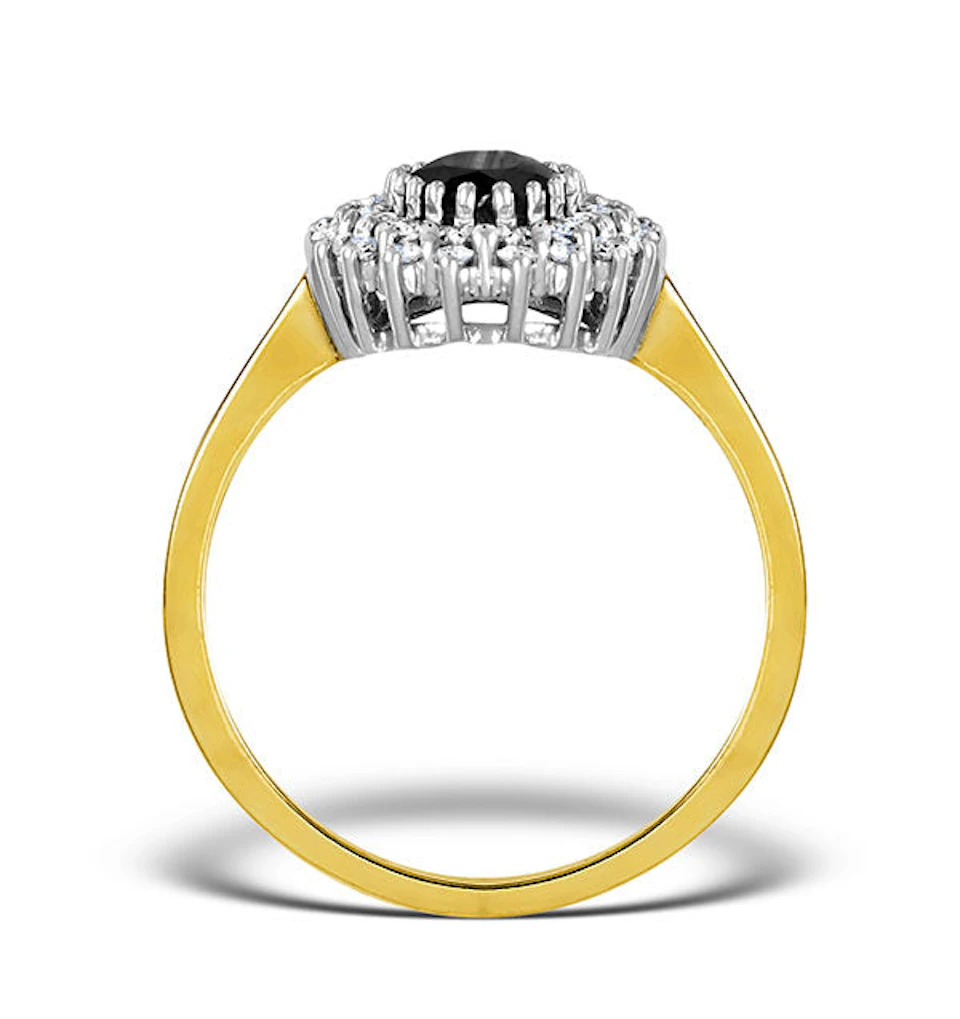 Sapphire 7 x 5mm And Diamond 18K Gold Ring FET35-U
