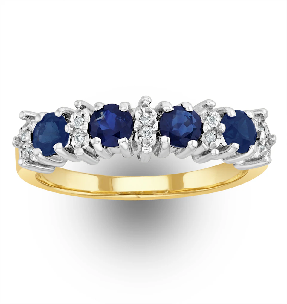 Sapphire 0.85ct And Diamond 9K Gold Ring
