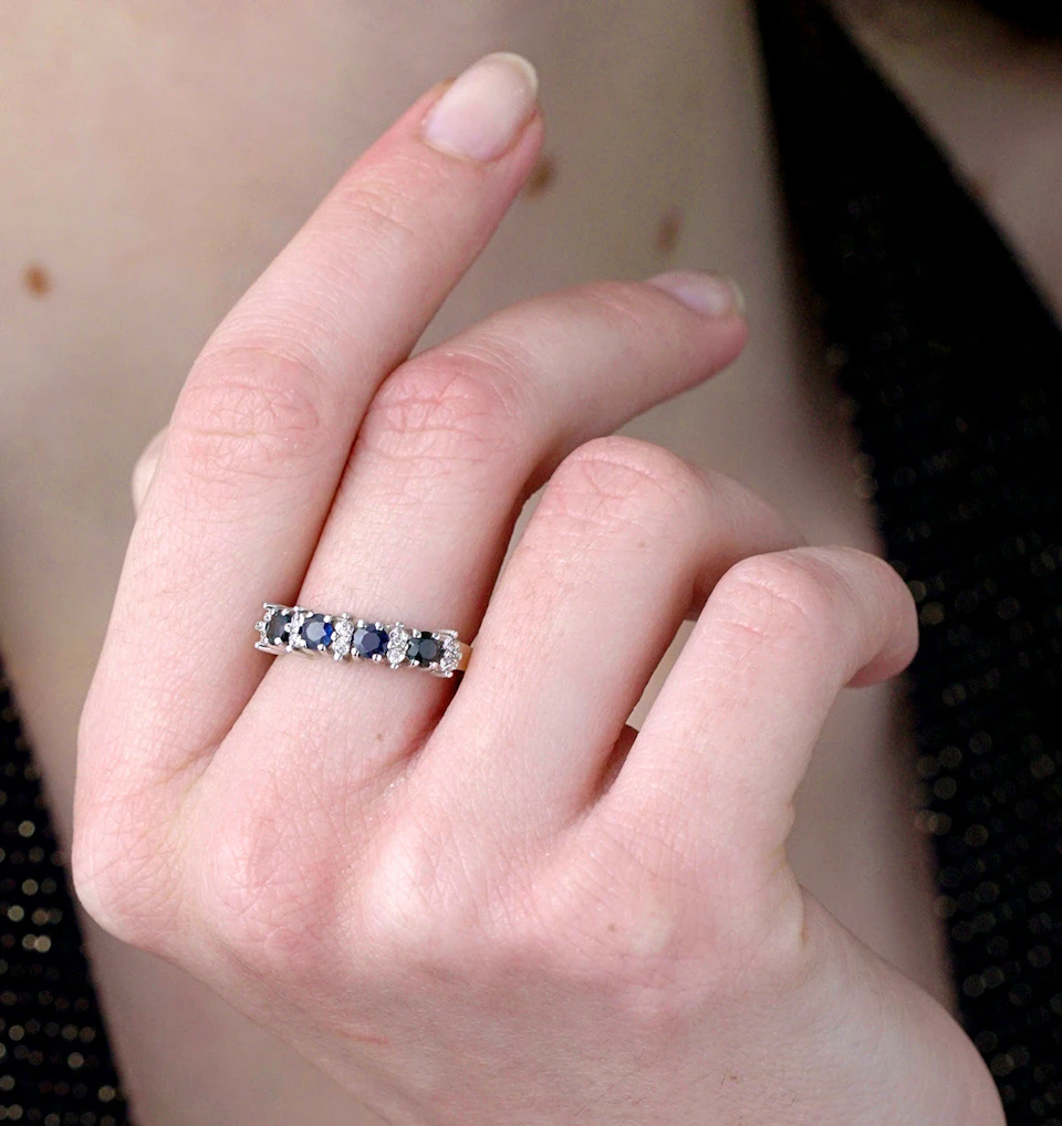 Sapphire 0.85ct And Diamond 9K Gold Ring