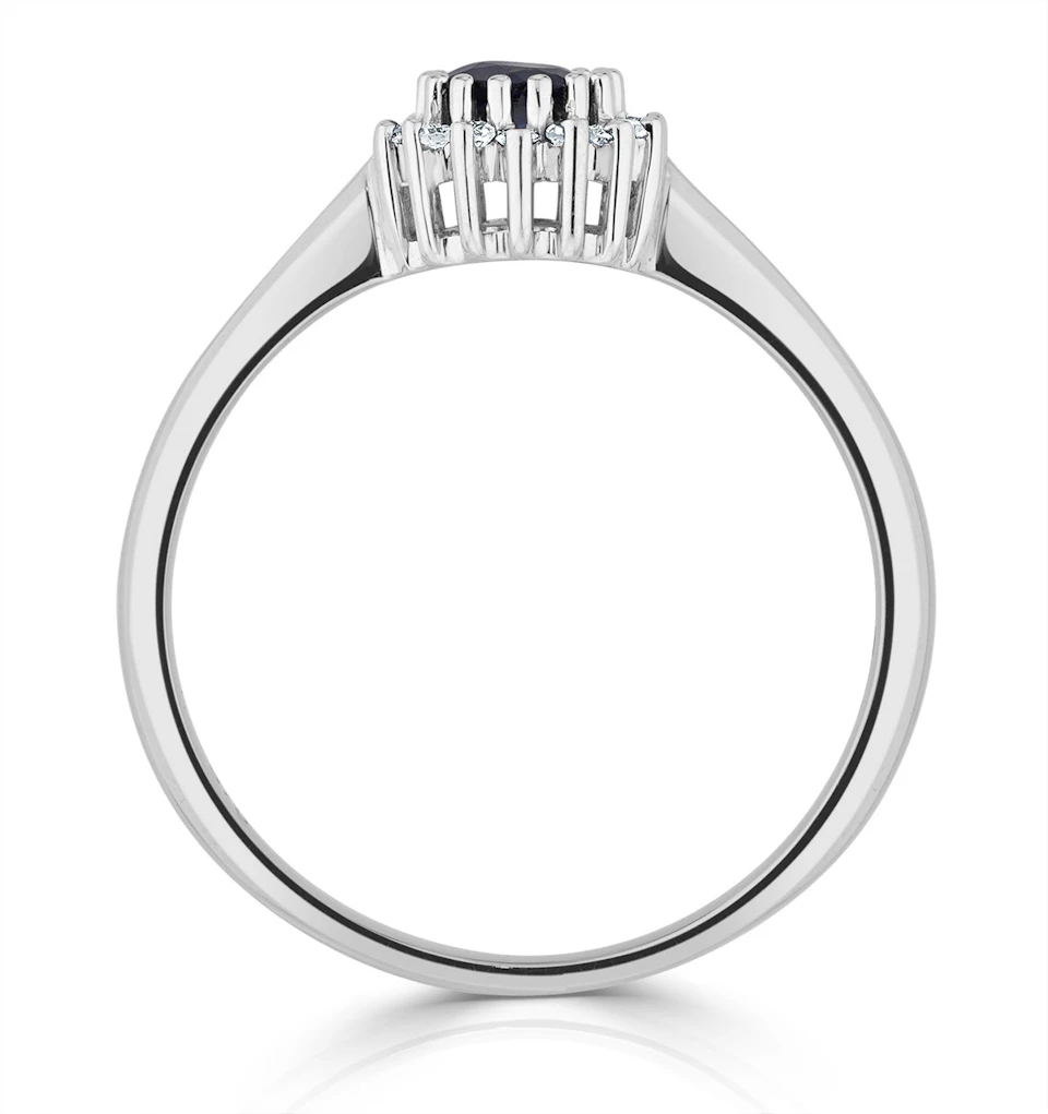 Sapphire 3.5 x 3.5mm And Diamond 9K White Gold Ring