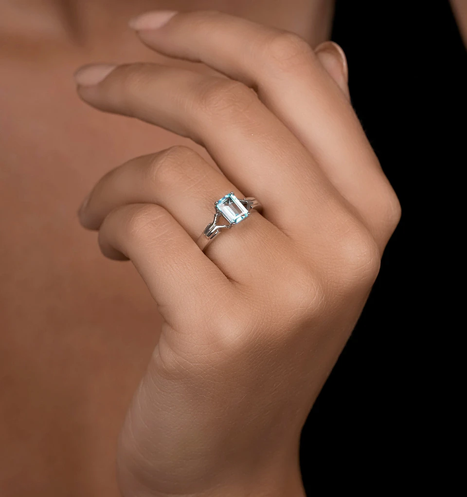 Sky Blue Topaz 1.25CT 9K White Gold Ring
