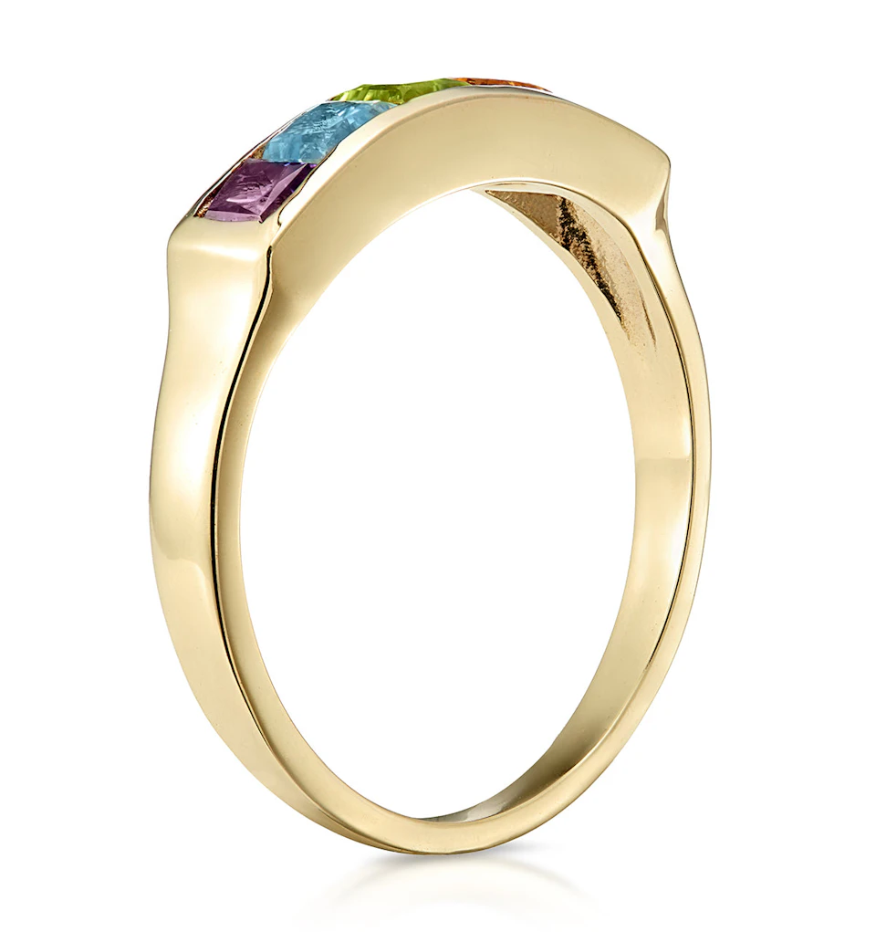 Multi Gem Stone 9K Yellow Gold Ring