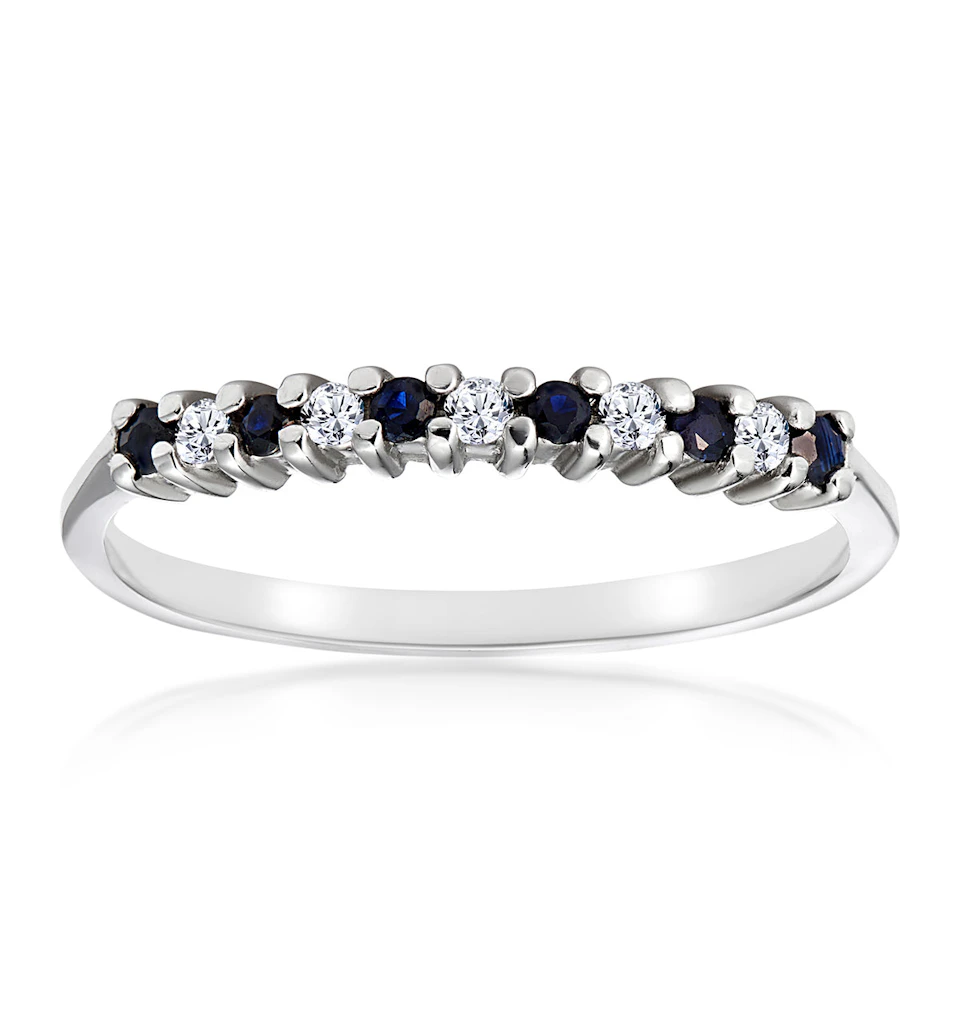 Sapphire 0.10ct And Diamond 9K White Gold Ring
