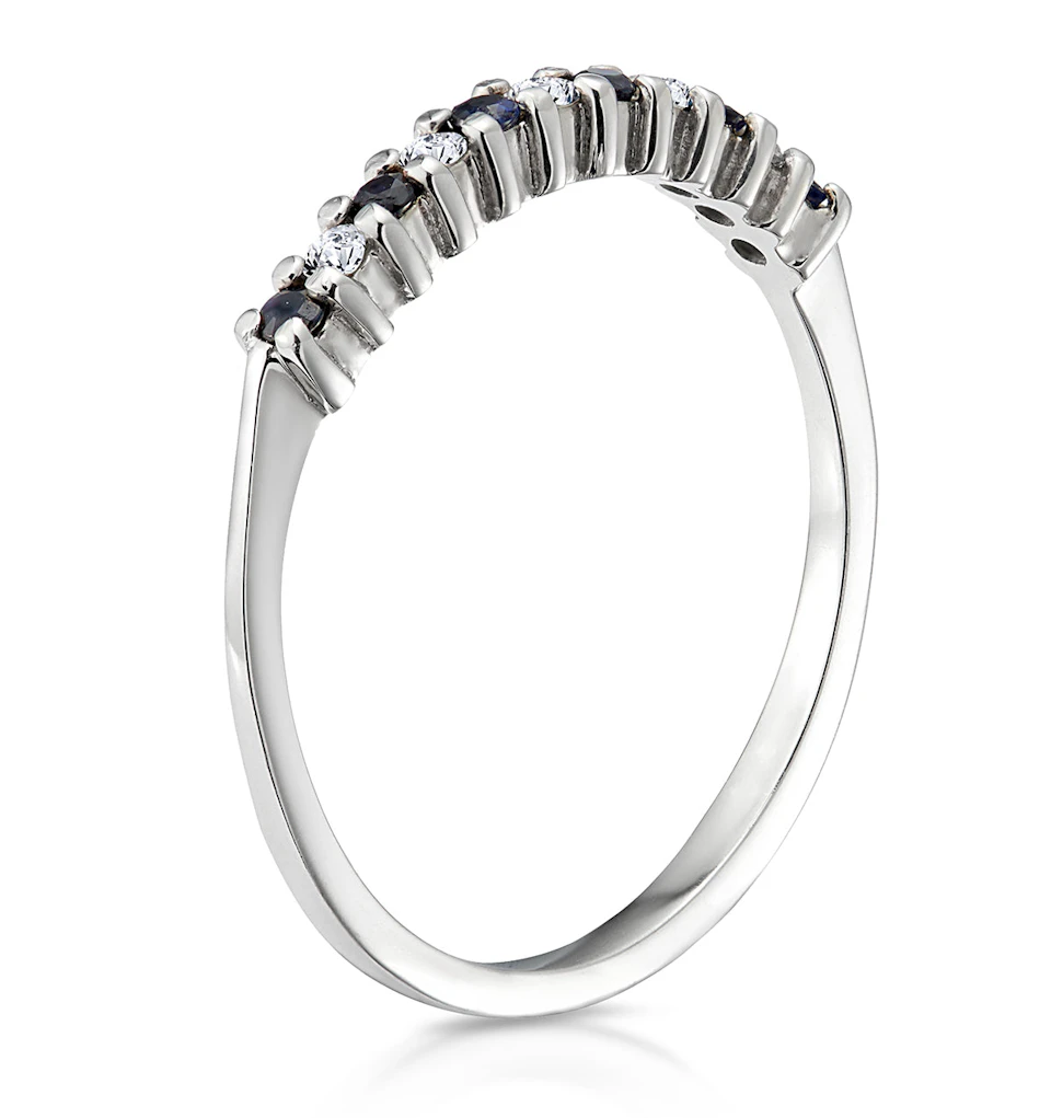 Sapphire 0.10ct And Diamond 9K White Gold Ring