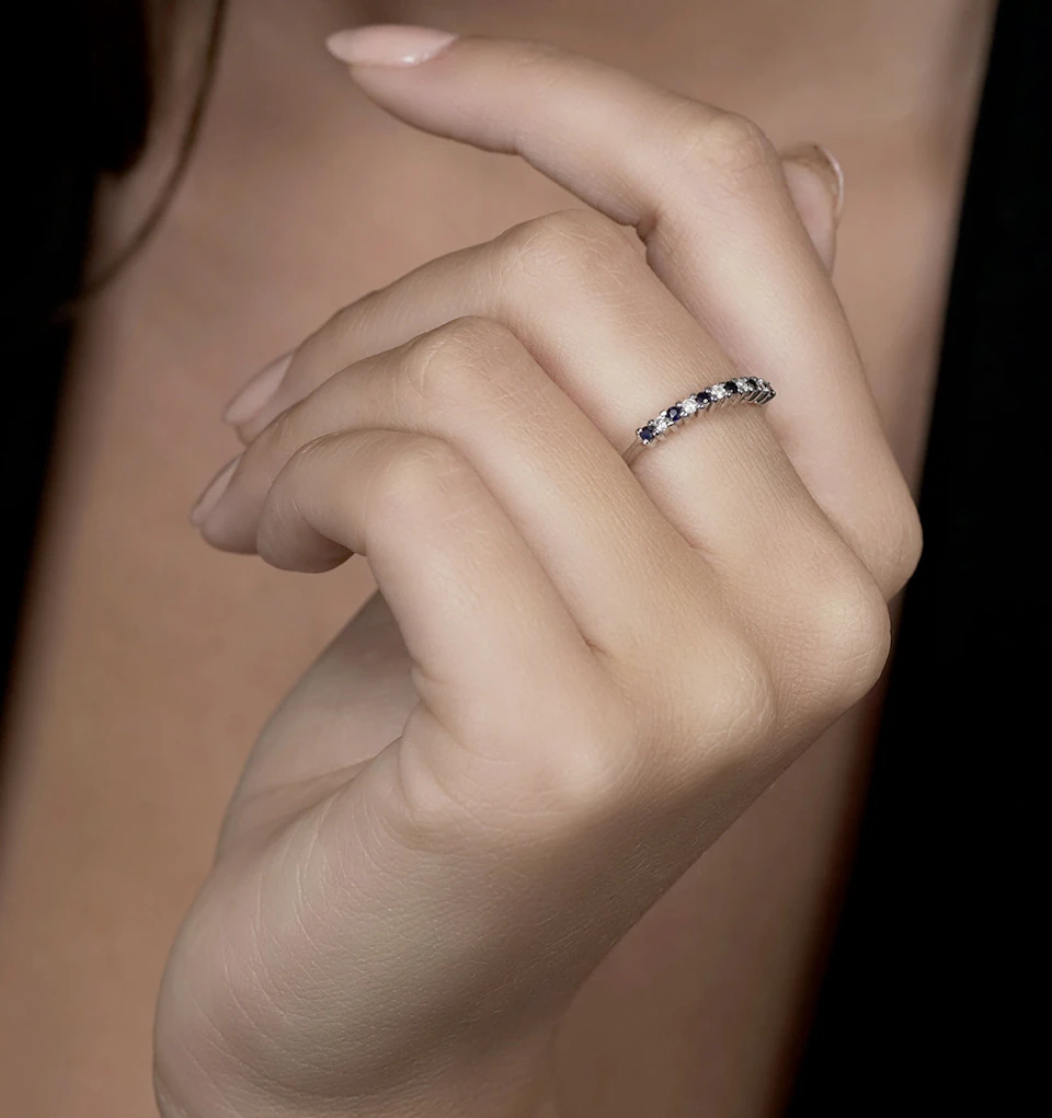 Sapphire 0.10ct And Diamond 9K White Gold Ring