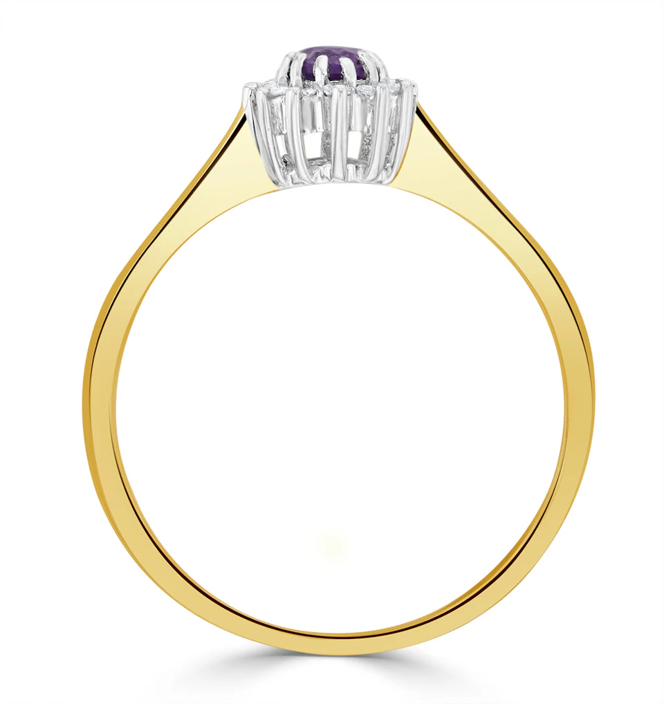 Amethsyt 0.15ct And Diamond 9K Gold Ring