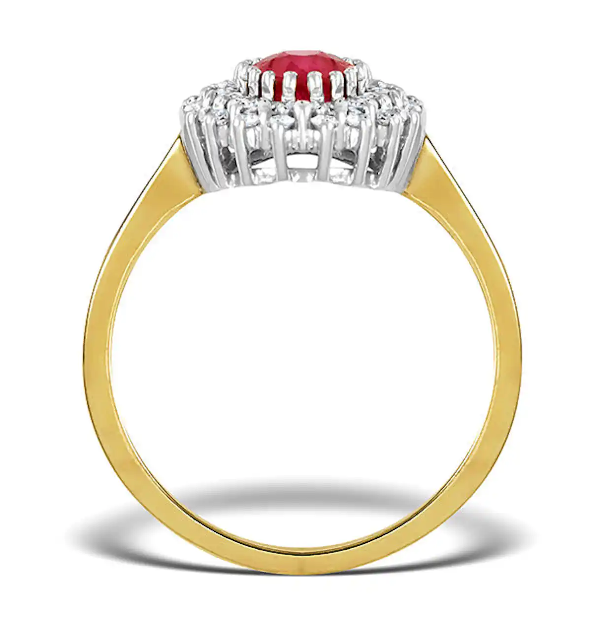 Ruby 7 x 5mm And Diamond 9K Gold Ring