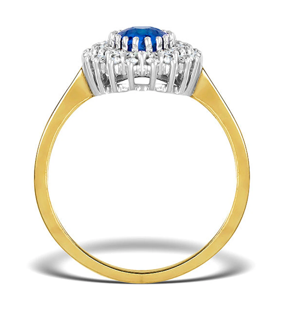 Tanzanite 7 x 5mm And Diamond 9K Gold Ring
