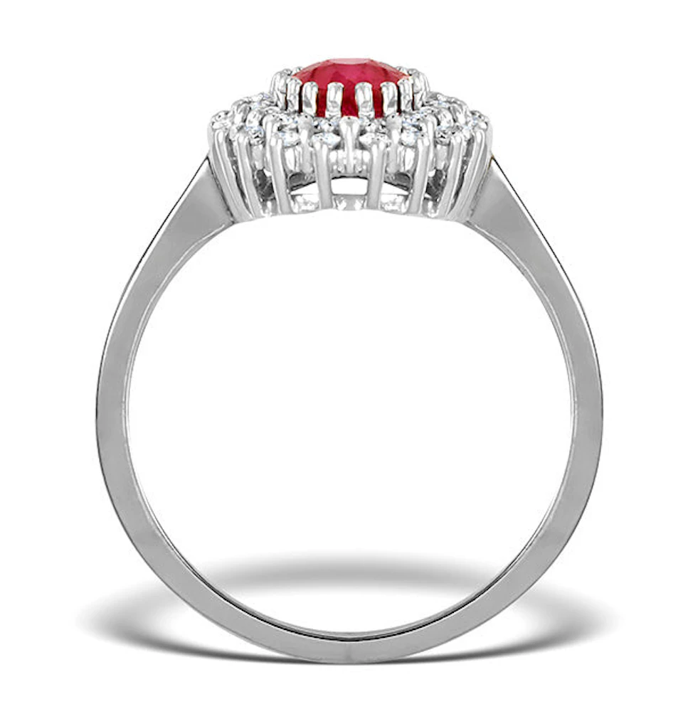 Ruby 7 x 5mm And Diamond 9K White Gold Ring