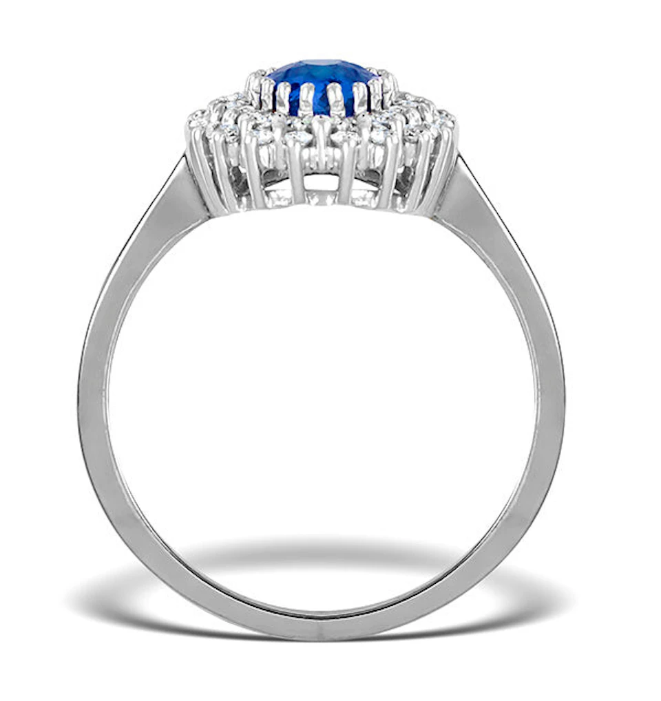 Tanzanite 7 x 5mm And Diamond 9K White Gold Ring