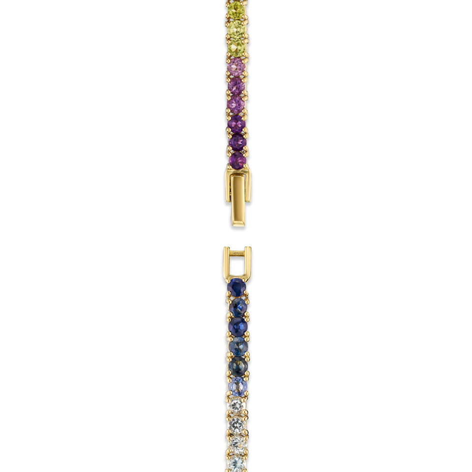 Rainbow Gem Stones Bracelet 10ct Set in 9K Yellow Gold