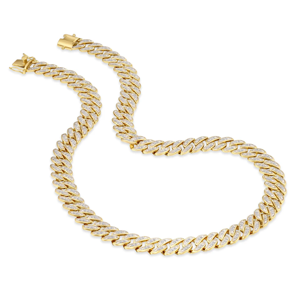 21 Inch Havana Cuban Lab Diamond Necklace 3.00ct Set in 18K Gold Vermeil