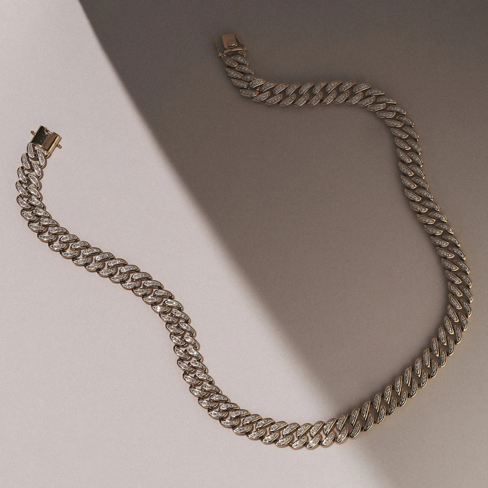 21 Inch Havana Cuban Lab Diamond Necklace 3.00ct Set in 18K Gold Vermeil