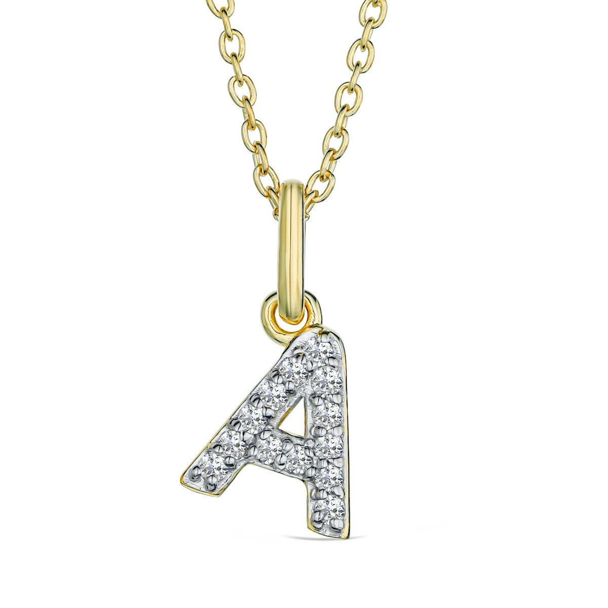 Love Letter Initial A Lab Diamond Necklace set in 18K Gold Vermeil