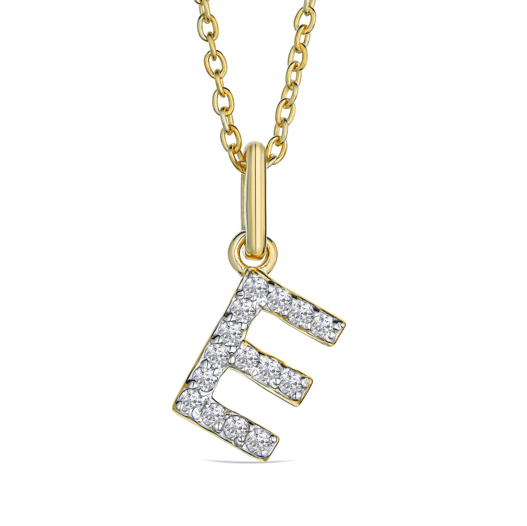 Love Letter Initial E Lab Diamond Necklace set in 18K Gold Vermeil