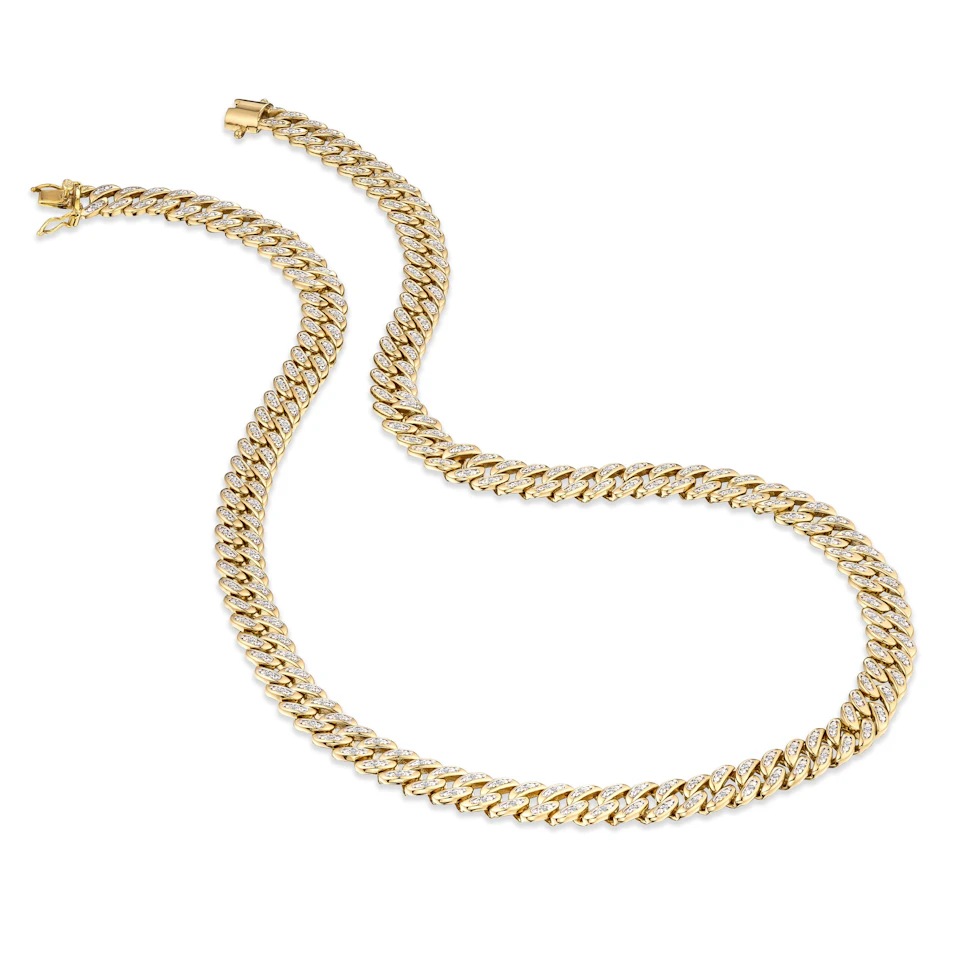 16 Inch Havana Cuban Lab Diamond Necklace 1ct Set in 18K Gold Vermeil