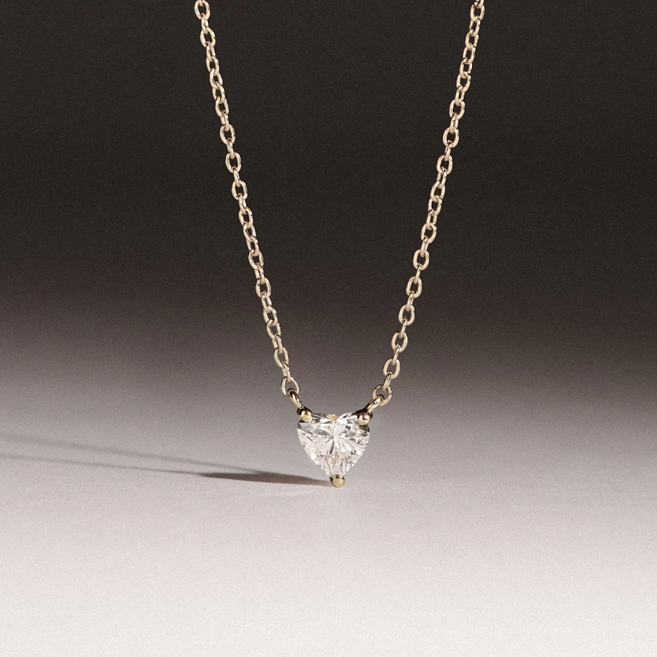 Wanderlust Floating Heart Cut Lab Diamond Solitaire Necklace 0.25ct H/SI in 18K Gold Vermeil