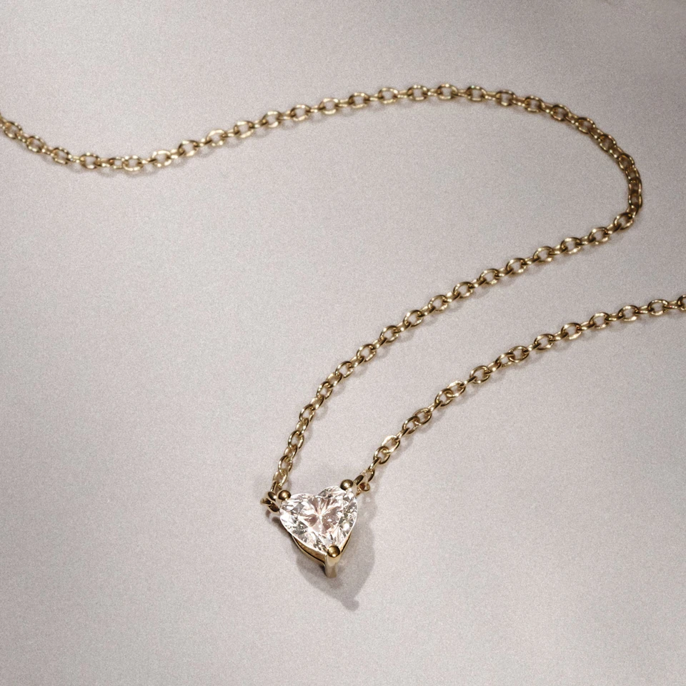 Wanderlust Floating Heart Cut Lab Diamond Solitaire Necklace 0.25ct H/SI in 18K Gold Vermeil