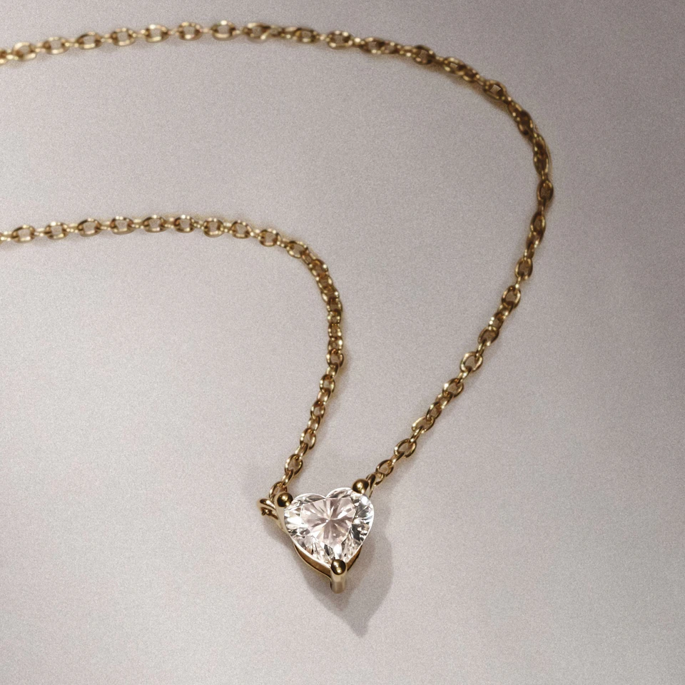 Wanderlust Floating Heart Cut Lab Diamond Solitaire Necklace 0.33ct H/SI in 18K Gold Vermeil