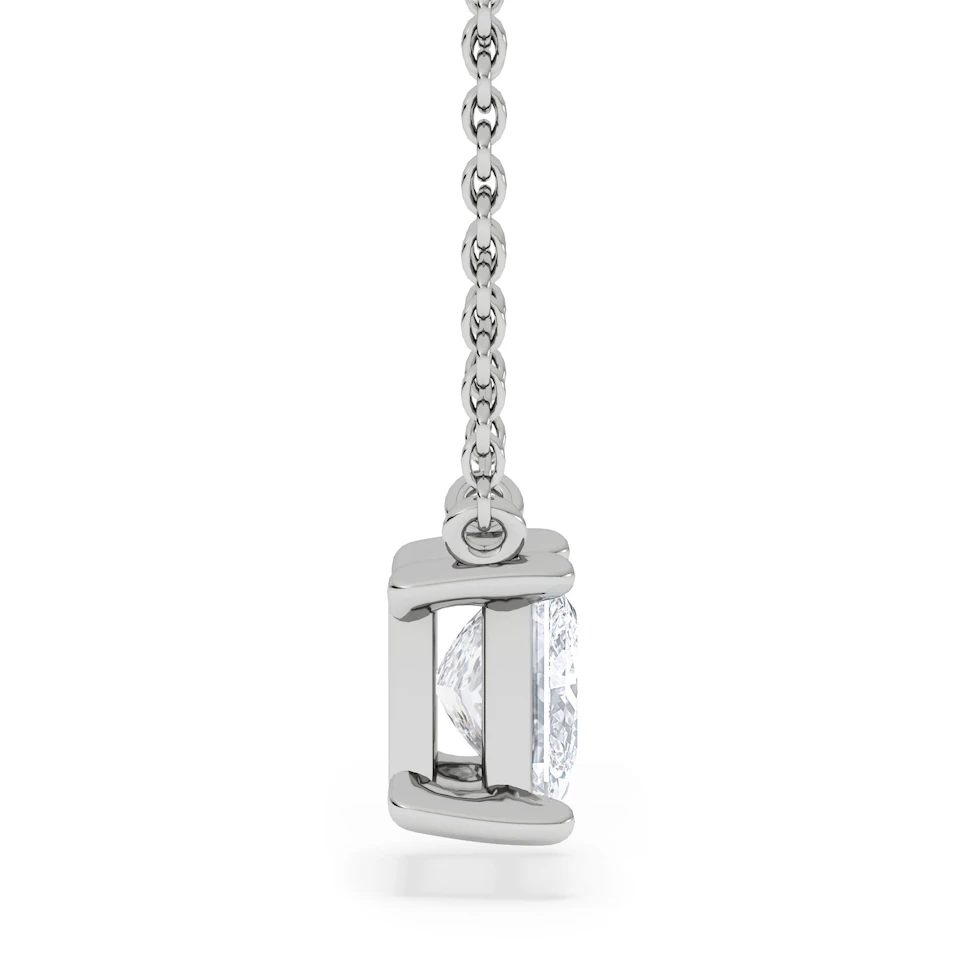 Wanderlust Floating Princess Cut Lab Diamond Solitaire Necklace 1.00ct H/SI in 9K White Gold
