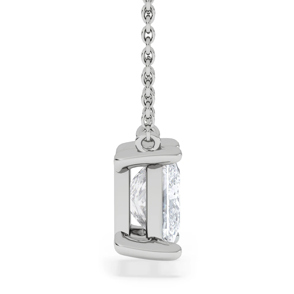 Wanderlust Floating Princess Cut Lab Diamond Solitaire Necklace 2.00ct H/SI in 9K White Gold