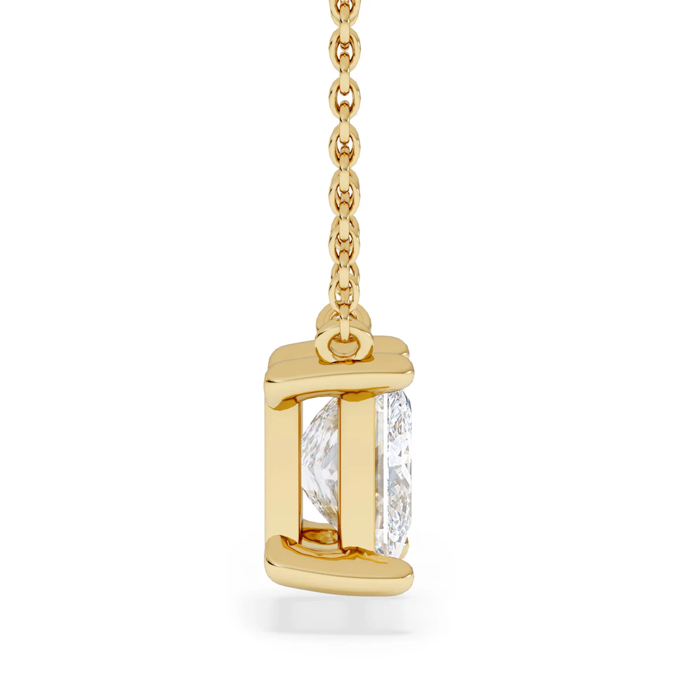 Wanderlust Floating Princess Cut Lab Diamond Solitaire Necklace 1.50ct H/SI in 9K Gold