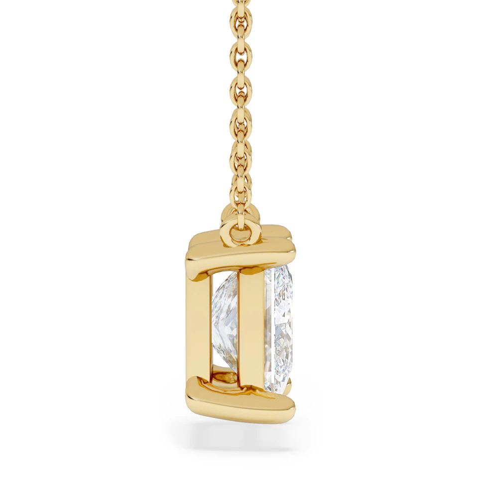 Wanderlust Floating Princess Cut Lab Diamond Solitaire Necklace 2.00ct H/SI in 9K Gold