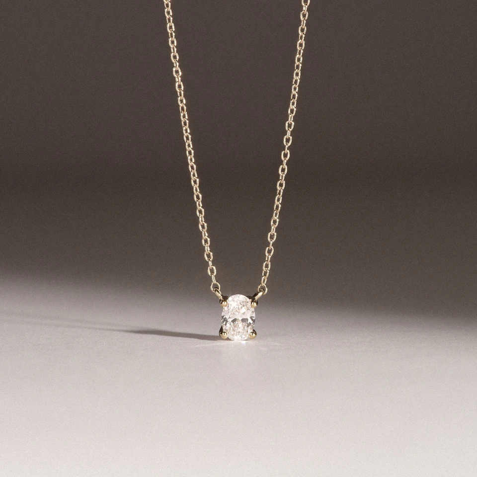 Wanderlust Floating Oval Cut Lab Diamond Solitaire Necklace 0.33ct H/SI in 18K Gold Vermeil