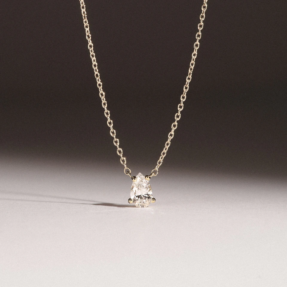 Wanderlust Floating Pear Cut Lab Diamond Solitaire Necklace 0.33ct H/SI in 18K Gold Vermeil
