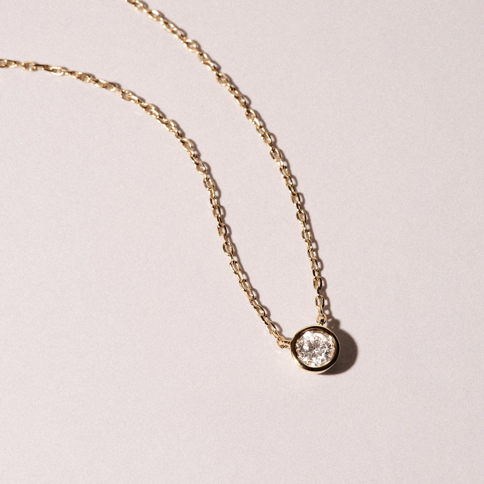 Horizon Round Cut Lab Diamond Solitaire Necklace 0.25ct H/SI in 18k Gold Vermeil