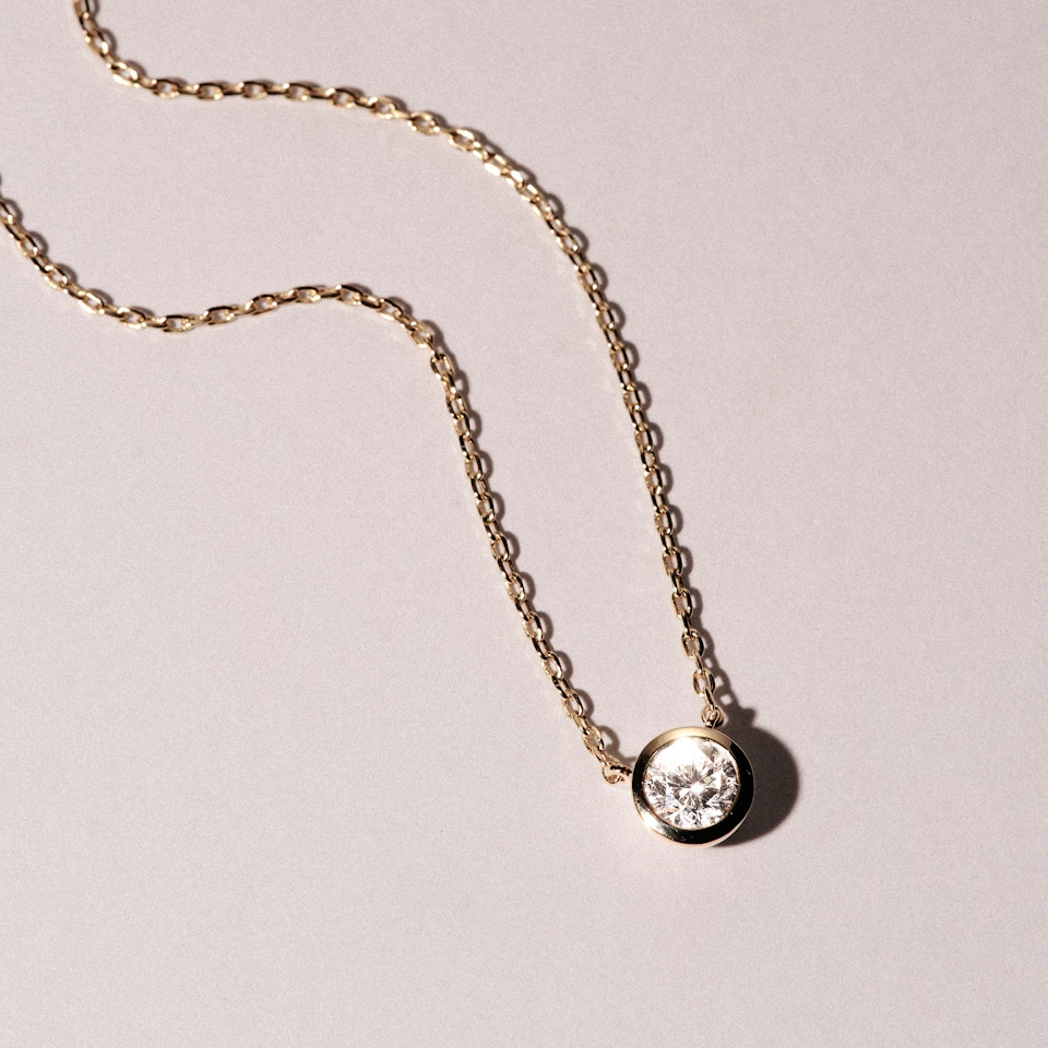 Horizon Round Cut Lab Diamond Solitaire Necklace 0.50ct H/SI in 9K Gold