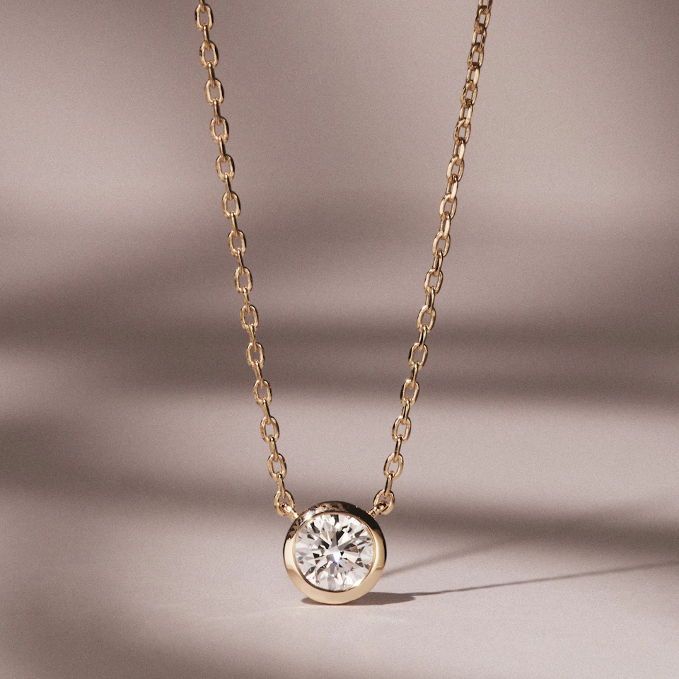Horizon Round Cut Lab Diamond Solitaire Necklace 0.50ct H/SI in 9K Gold