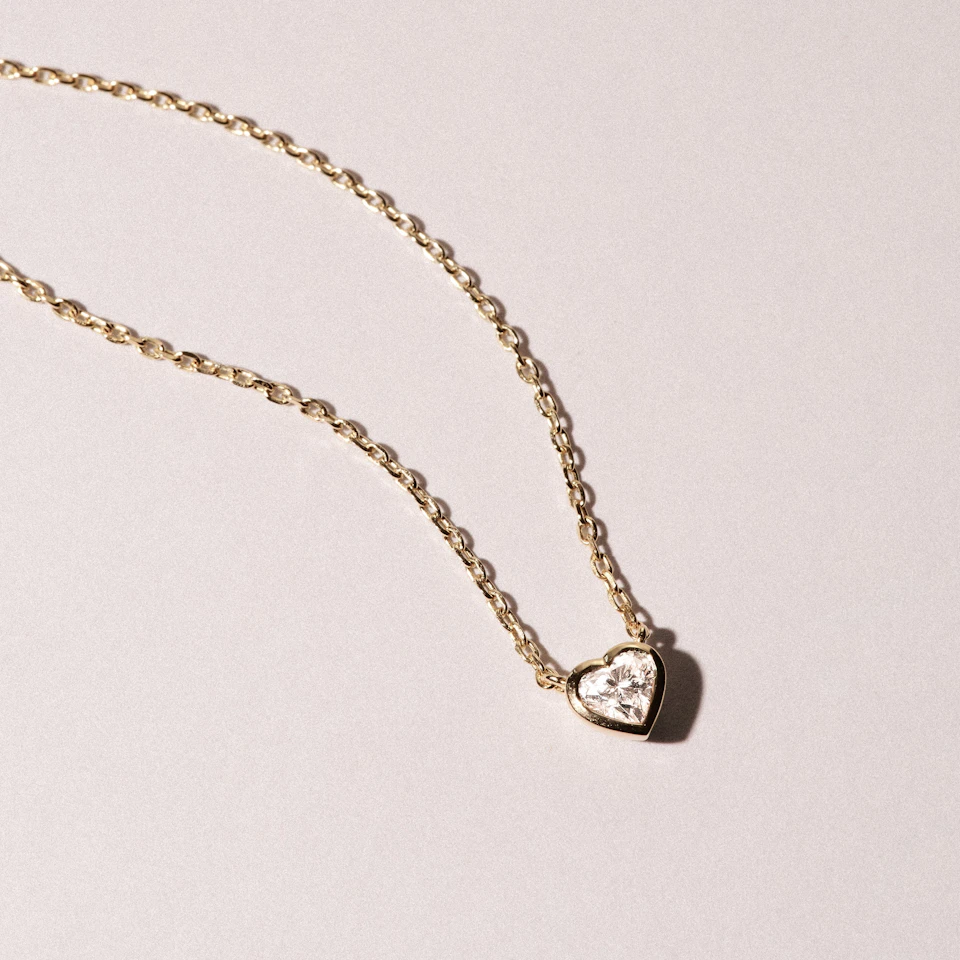 Horizon Heart Cut Lab Diamond Solitaire Necklace 0.25ct H/SI in 18k Gold Vermeil