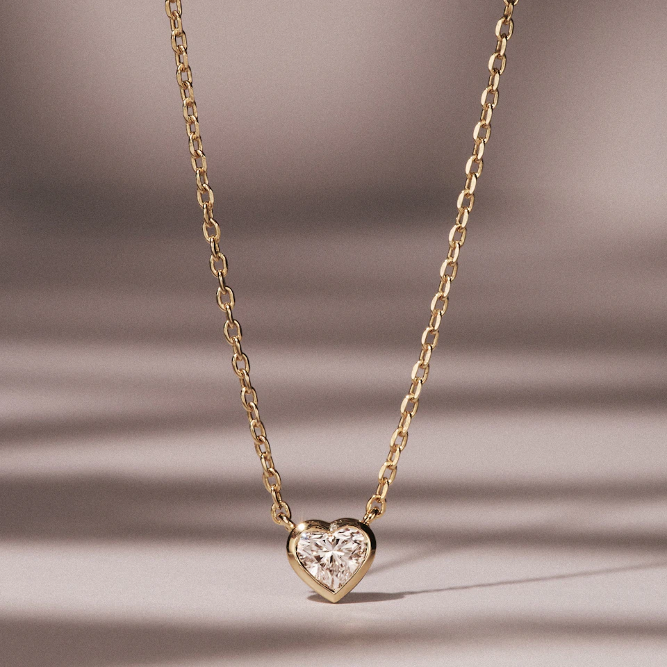 Horizon Heart Cut Lab Diamond Solitaire Necklace 0.25ct H/SI in 9K Gold