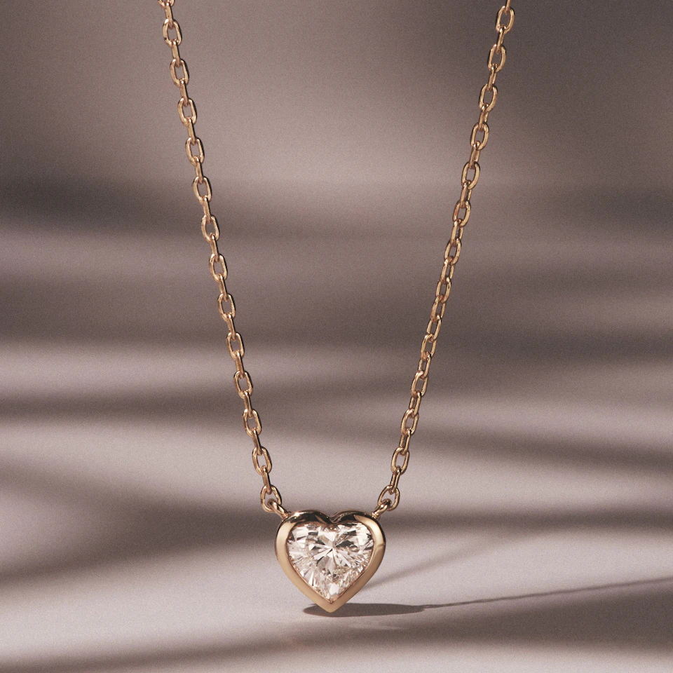 Horizon Heart Cut Lab Diamond Solitaire Necklace 0.50ct H/SI in 9K Gold