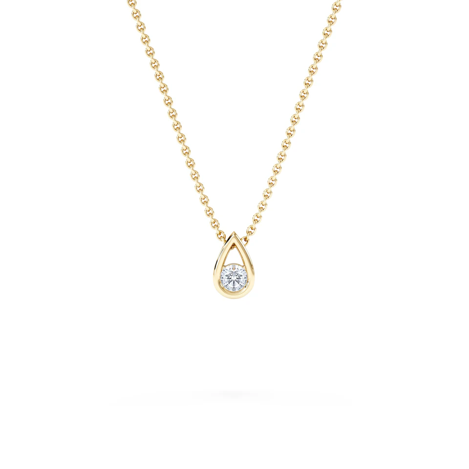 Teardrop Solitaire 0.10ct H/SI Round Cut Lab Grown Necklace in 18K Gold Vermeil