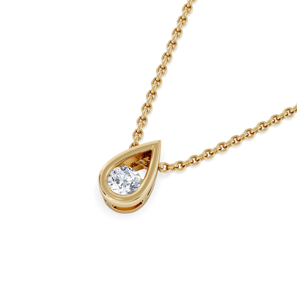 Teardrop Solitaire 0.10ct H/SI Round Cut Lab Grown Necklace in 18K Gold Vermeil