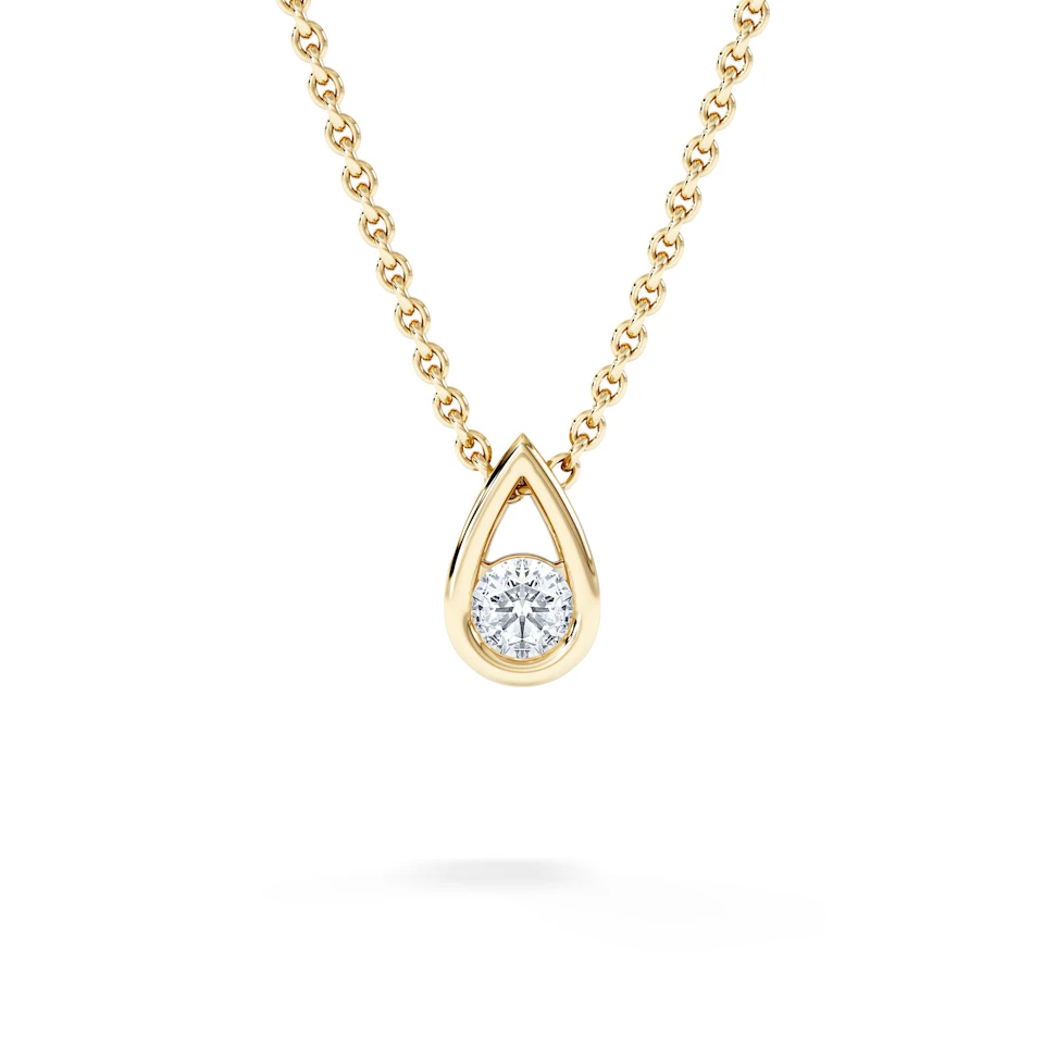 Teardrop Solitaire 0.10ct H/SI Round Cut Lab Grown Necklace in 18K Gold Vermeil