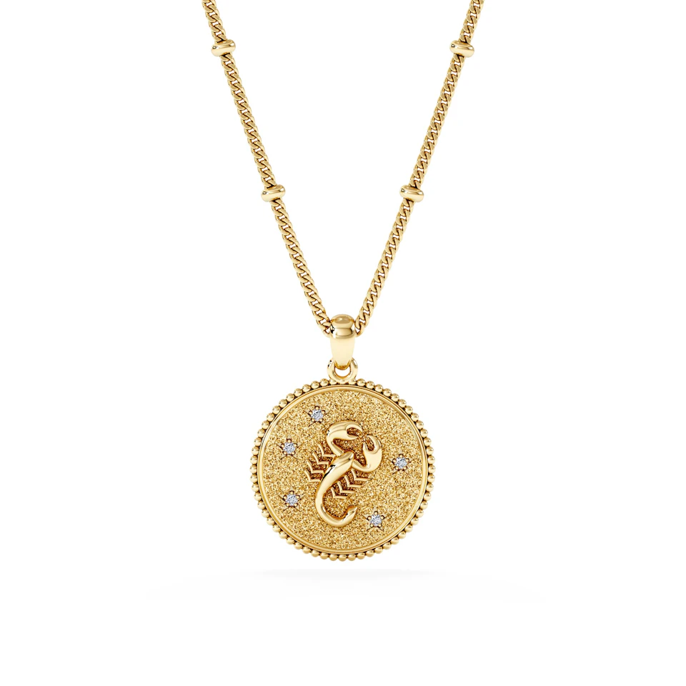 Zodiac Scorpio Necklace Medallion Lab Grown 0.02ct in 18K Gold Vermeil