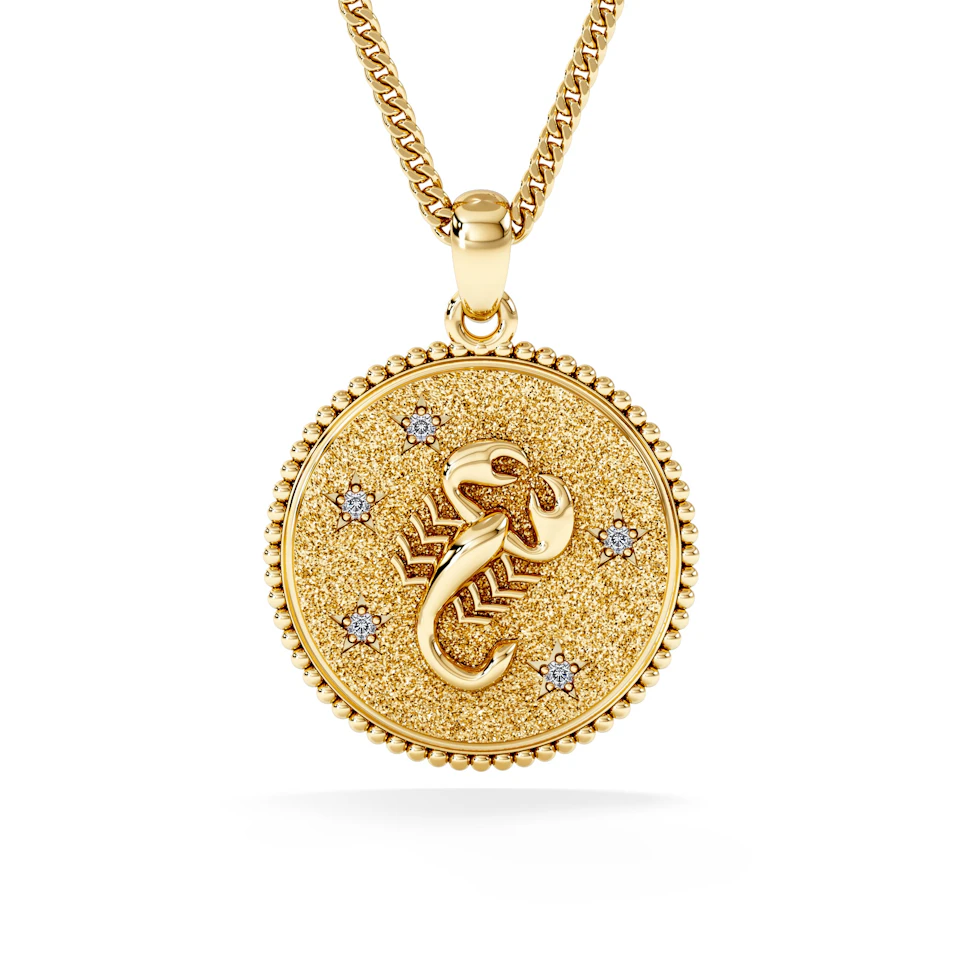 Zodiac Scorpio Necklace Medallion Lab Grown 0.02ct in 18K Gold Vermeil