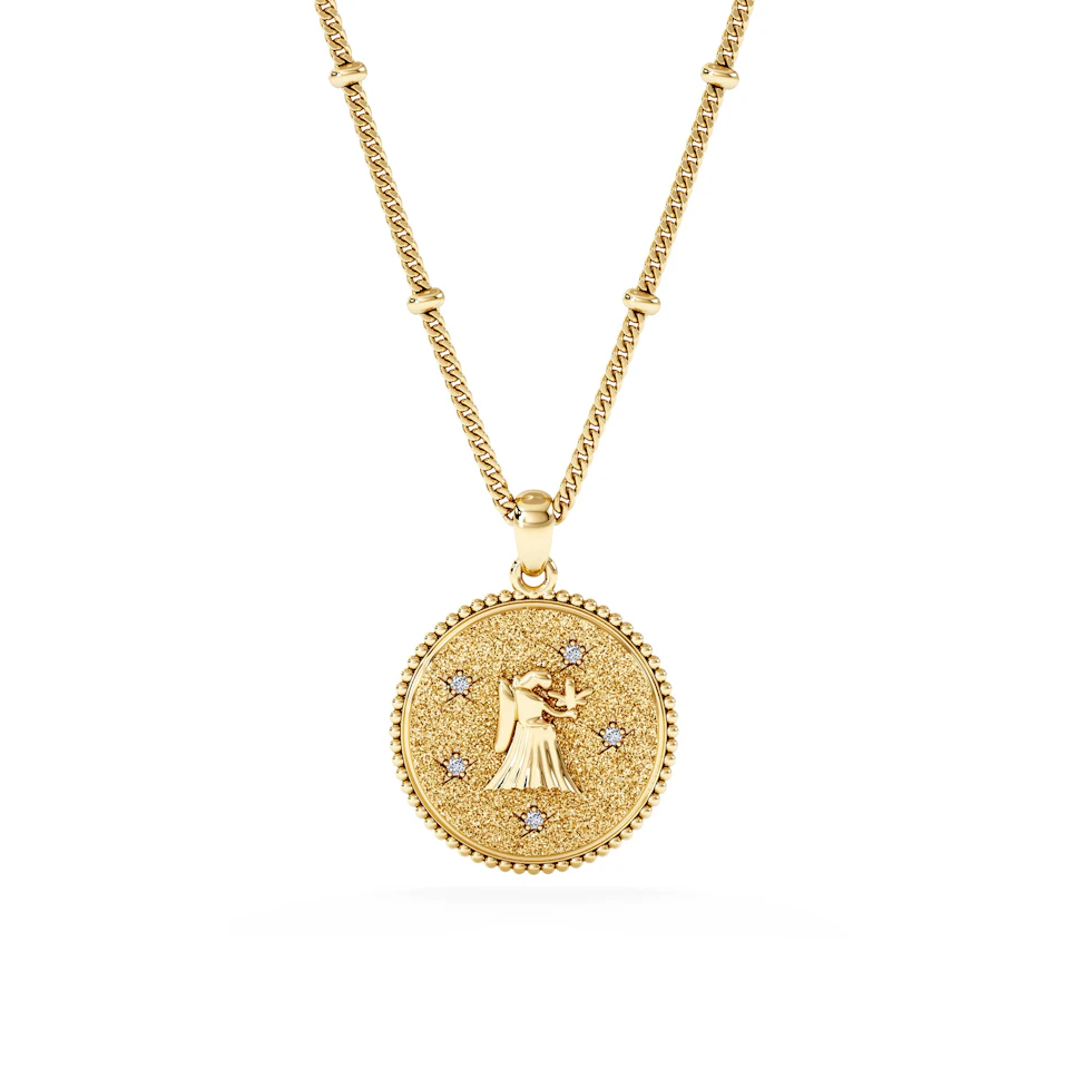 Zodiac Virgo Necklace Medallion Lab Grown 0.02ct in 18K Gold Vermeil