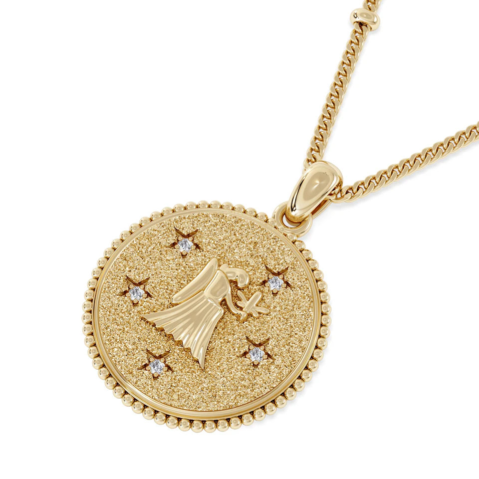 Zodiac Virgo Necklace Medallion Lab Grown 0.02ct in 18K Gold Vermeil