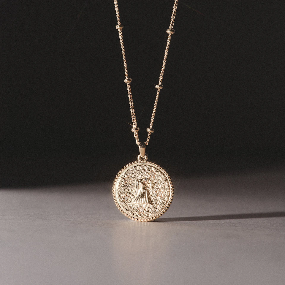 Zodiac Virgo Necklace Medallion Lab Grown 0.02ct in 18K Gold Vermeil