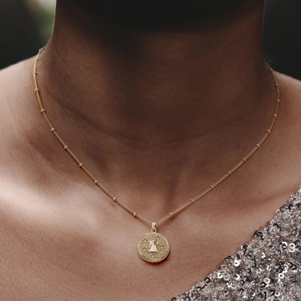 Zodiac Virgo Necklace Medallion Lab Grown 0.02ct in 18K Gold Vermeil